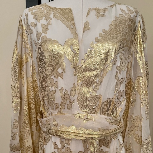 Kobi Halperin Leah Gold Silk Long Sleeve Dress - Picture 5 of 7